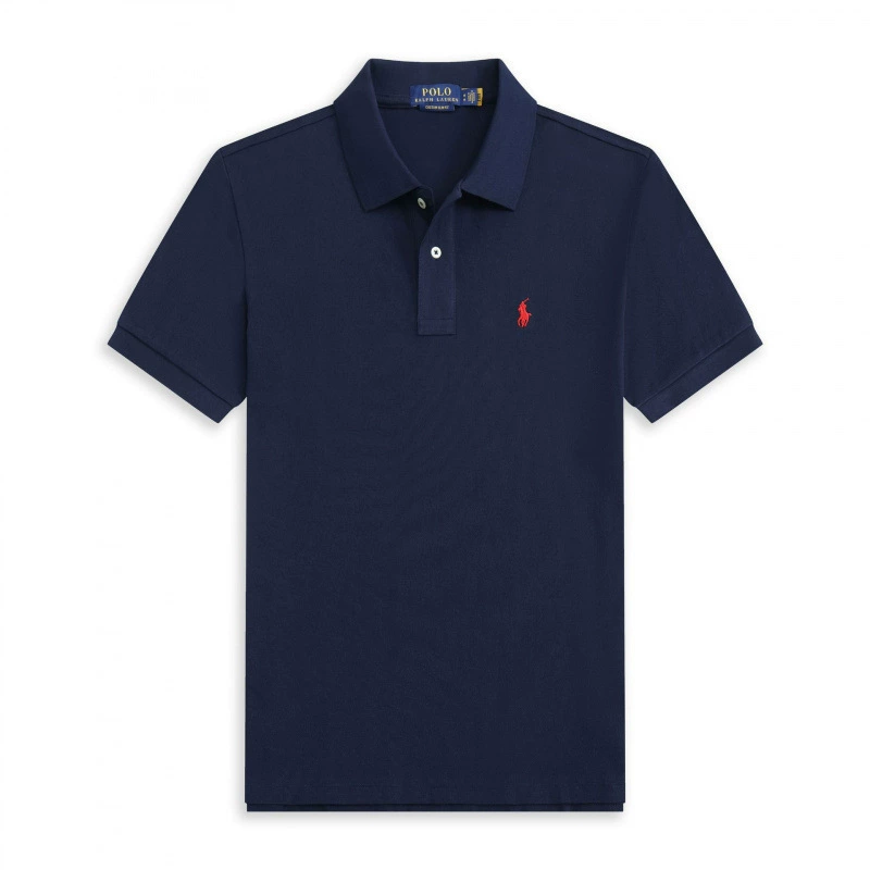 Мужская рубашка-пони с вышивкой, с коротким рукавом, органический хлопок, плюс размер
