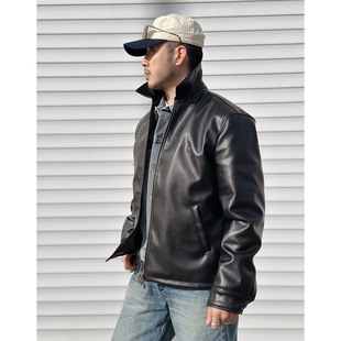 RL Pony Horse Embroidered Polo Zipper Solid Color Lapel Long Sleeve Leather Jacket Jacket Retro Biker American Style