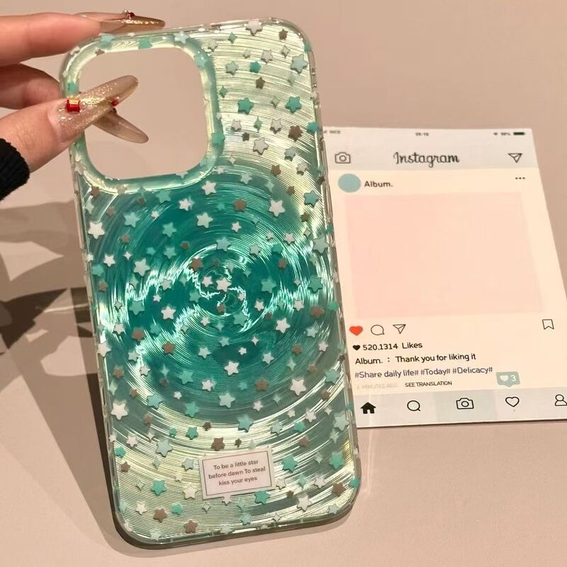 Mint Green Star iPhone14/15/16 Phone Case Apple 13/12/11 Phone Case XSMAX/XR