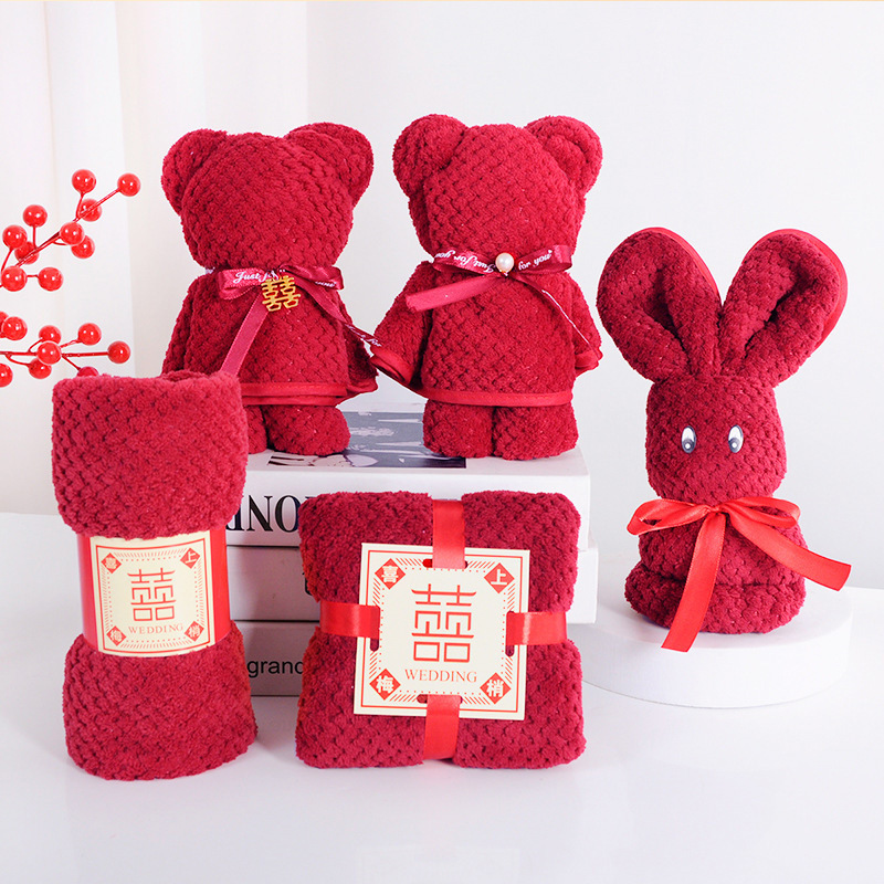 ベアタオル卸売 結婚式 ワインレッド 結婚祝い 花嫁介添人 お返しギフトボックス 結婚式用タオル お土産タオル|undefined