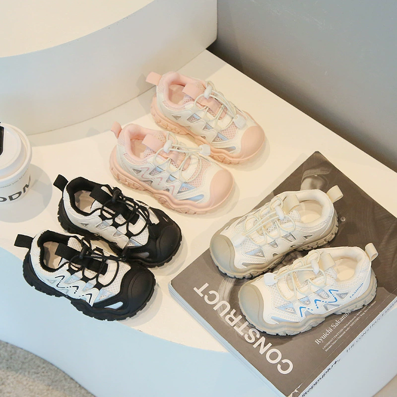 Детская спортивная обувь, осень 2024, походная обувь для мальчиков, уличная повседневная обувь с сеткой для девочек, детская обувь для папы с защитой от ударов