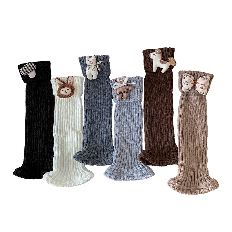 Beinwärmer Baumwollsocken für Damen Frühling und Herbst Puppenstapelsocken im Waldstil Herbst und Winter Retro Maillard Niedliche Cartoon-Strickbeinwärmer_voghion.com