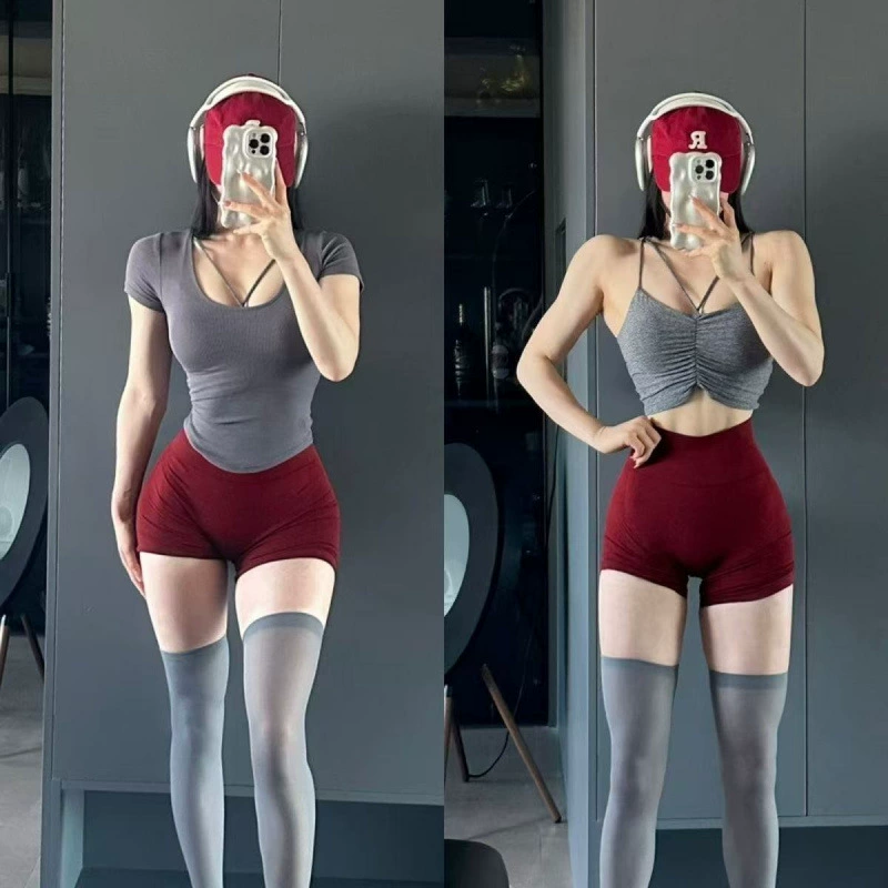 Брюки для фитнеса с тремя точками, эластичные брюки с высокой талией, подтягивающие живот, высокоэластичные спортивные шорты для бега, быстросохнущие шорты для йоги для горячих девушек