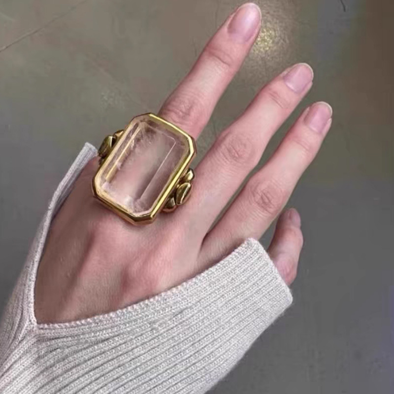 One Size Ring Size 1 Piece Quantity Copper Plating Geometric Crystal Open Rings