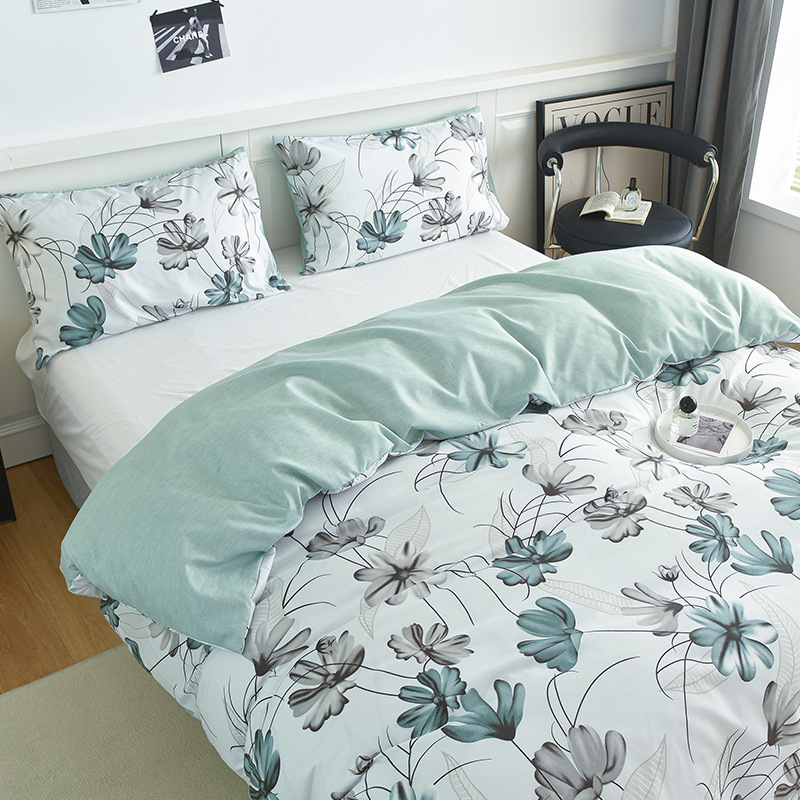 跨境家纺亚马逊速卖通ebay磨毛花朵印花被套枕套三件套DuvetCover