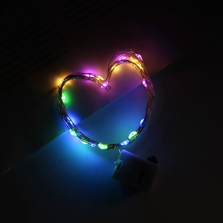 LED медная проволока фея огни, 50 см, 10 LED, питание от батарейки (3×AG13), 3 скорости мигания