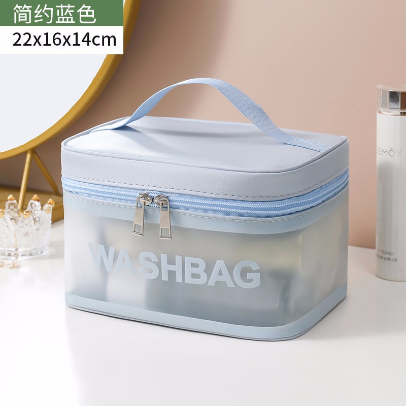 Bolsa de cosméticos transparente transfronteriza bolsa de almacenamiento impermeable de alta capacidad bolsa de lavado de maquillaje portátil PU