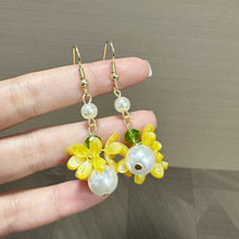 仙气氛围感高级黄色桂花串珠吊坠耳环清秀古风灵动绝美温柔配饰品