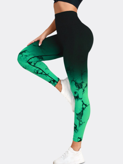 Versión gruesa talla S 200g + sin costuras pantalones de yoga de la aptitud de las mujeres Pantalones deportivos tie-dyed tie-float Hip-lifting pantalones Leggings