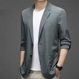 春夏季新款加大码防晒轻熟男士休闲小西服轻薄商务西装外套