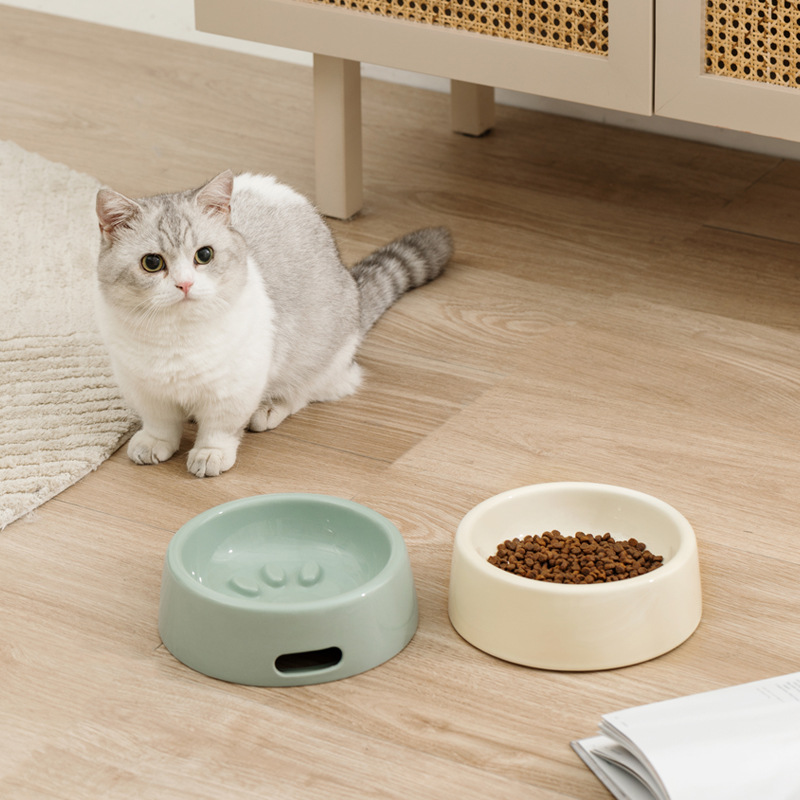 Gato de cerámica tazón protector columna cervical Slow Food Bowl perro gato tazón de comida para gatos tazón de arroz suministros para mascotas antidetonantes