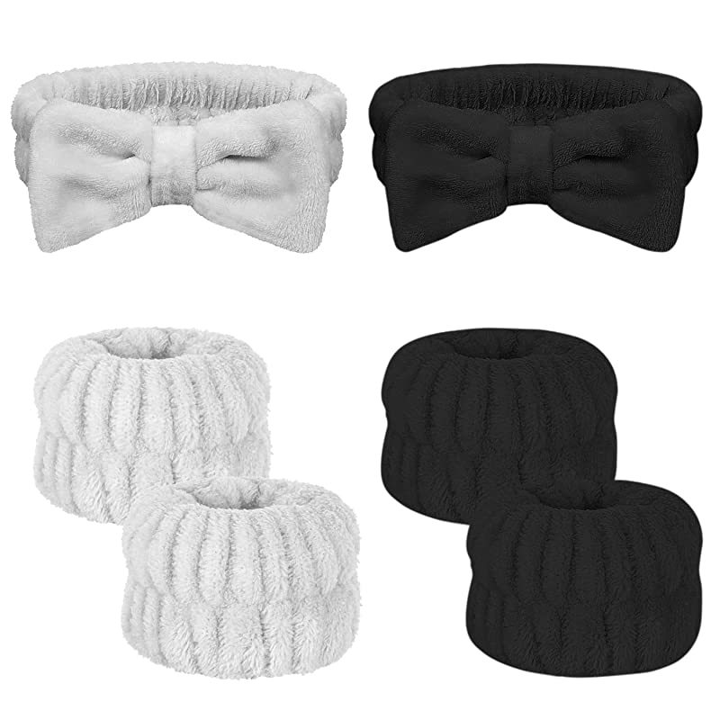 Europa y América franela arco banda de pelo femenino lavado de cara maquillaje diadema correa de muñeca traje pulsera de felpa a prueba de humedad artefacto