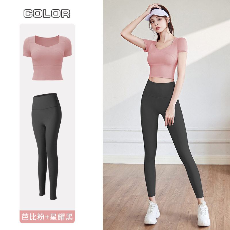 Juyitang ropa de yoga traje elástico de secado rápido vientre contracción medias deportivas con almohadilla en el pecho correr ropa de entrenamiento para mujeres