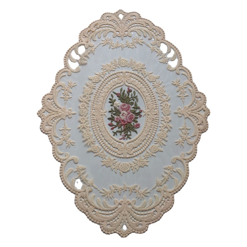 Encaje mantel posavasos estilo europeo Vintage bordado encaje cubierta a prueba de polvo toalla mesa de café estera accesorios de tiro mantel decorativo bandera