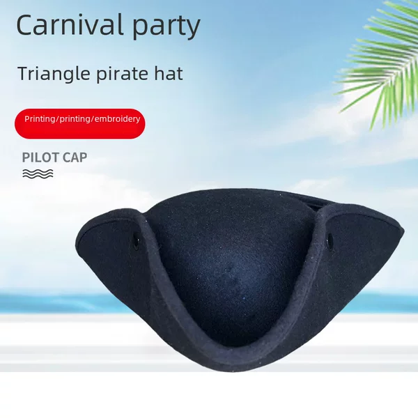 Stage performance Pirates Of The Caribbean decoration Halloween imitation leather pirate hat triangle hat Jack captain hat wholesale