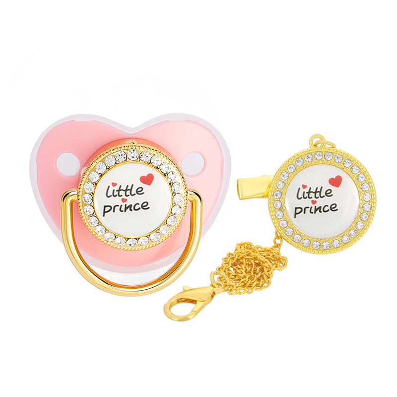 2022 transfronteriza Venta caliente amor Pequeño Príncipe bebé diamante pezón bebé diamante chupete con cubierta de polvo