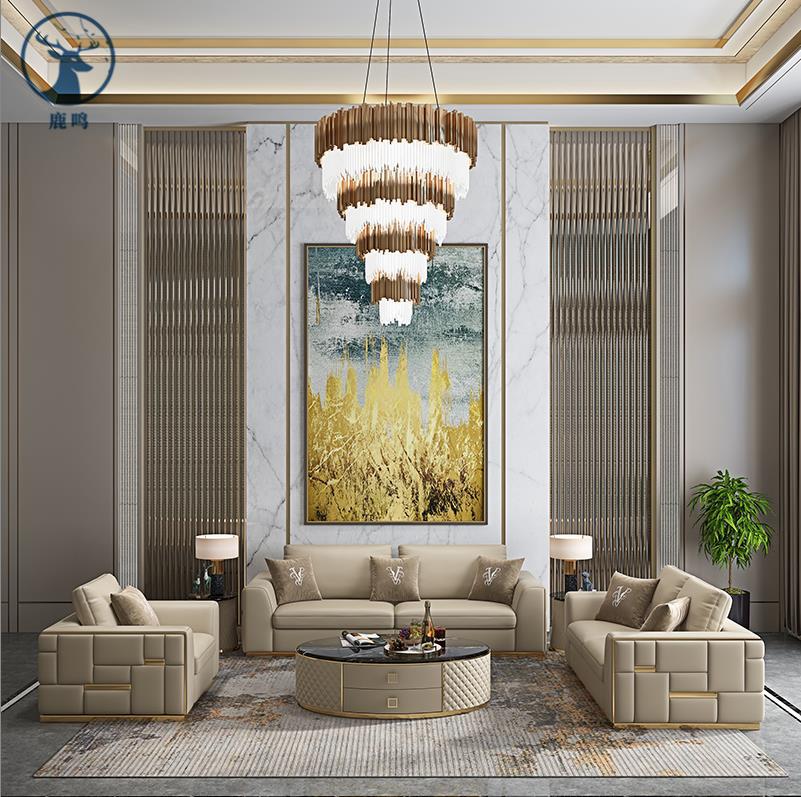 欧式奢华轻奢高端意式别墅大平层大户型时尚沙发客厅组合家具