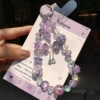 Purple pendant, transparent bracelet, with gem