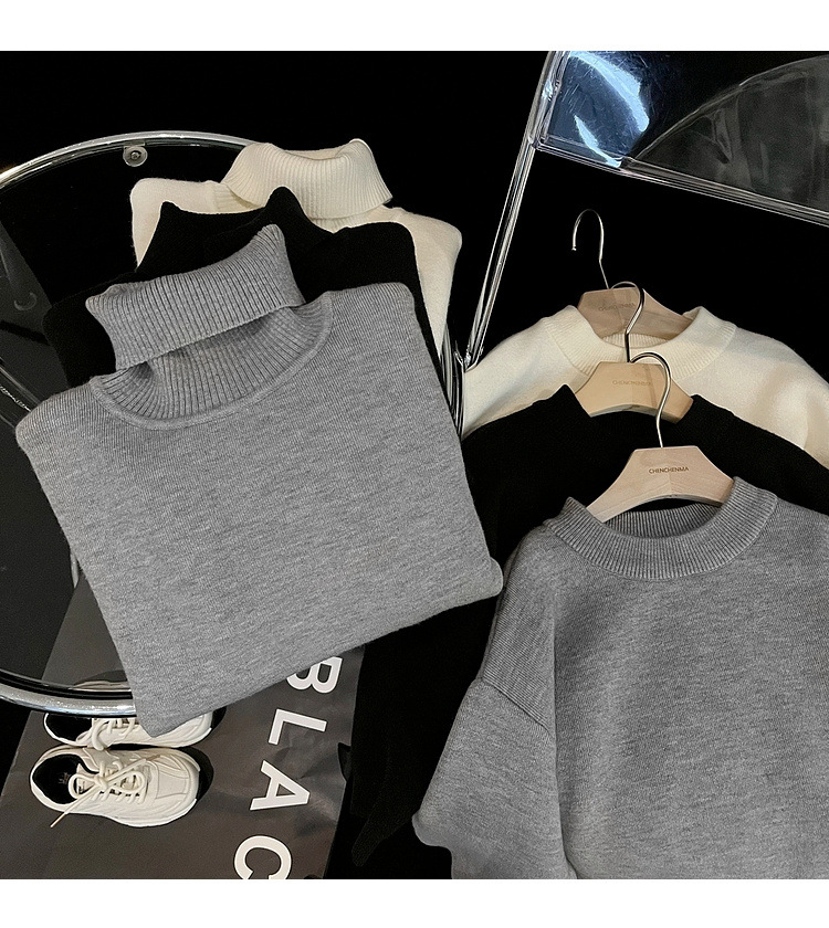 Niñas más suéter de terciopelo un terciopelo más terciopelo grueso camiseta de punto de cuello alto camiseta de agua de terciopelo bebé