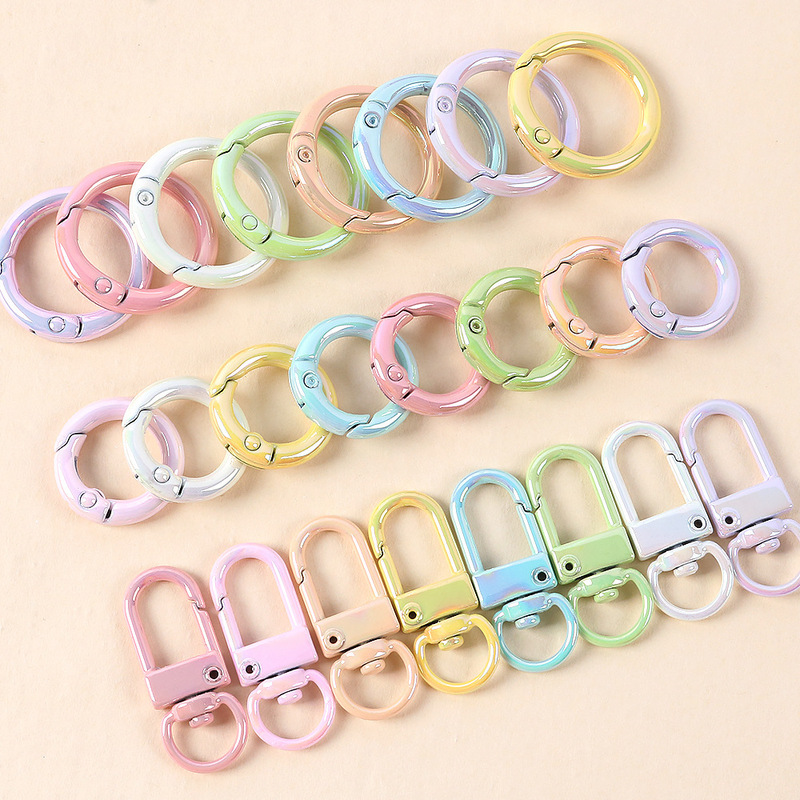 New Colorful Paint Small Door Buckle + Spring Ring Detachable DIY Metal Keychain Jewelry Wholesale Key Ring New Colorful Paint Small Door Buckle + Spring Ring Detachable DIY Metal Keychain Jewelry Wholesale Key Ring