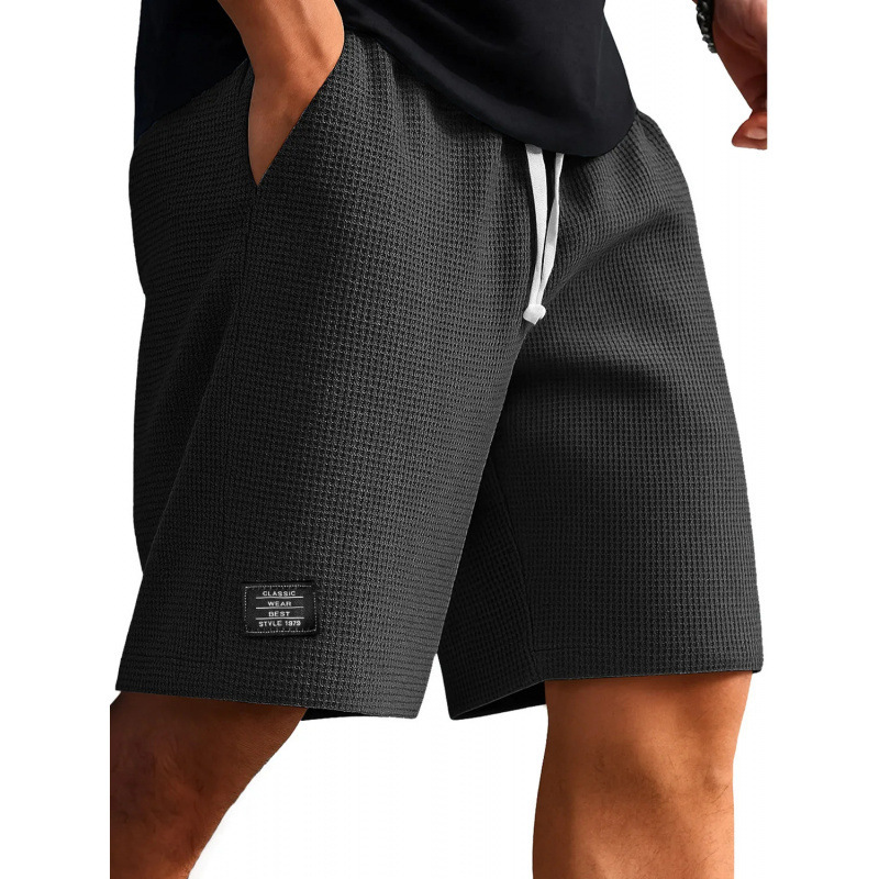 Cross-Border Sports Shorts for Men, Summer American-Style Casual Pants, Waffle Knit Five-Point Shorts for Young and Middle-Aged Men