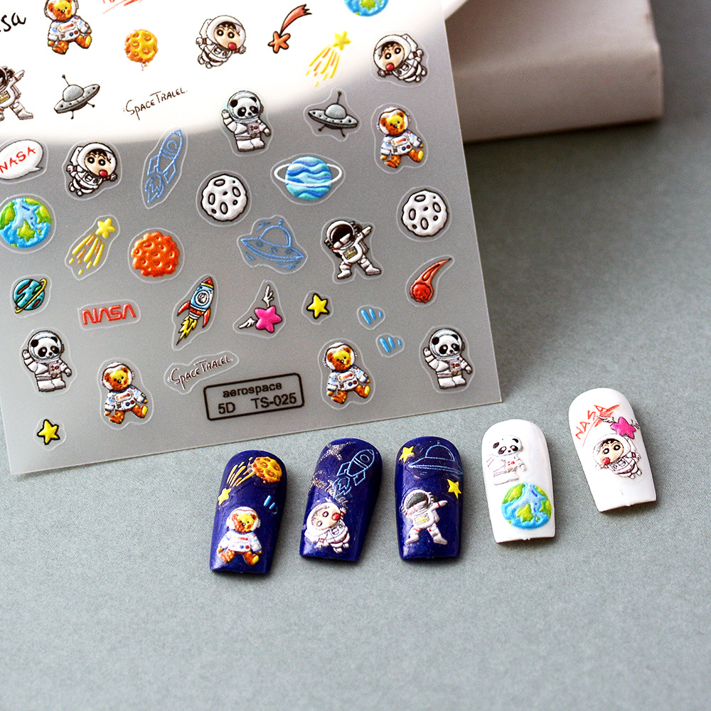 Embossed three-dimensional nail art stickers