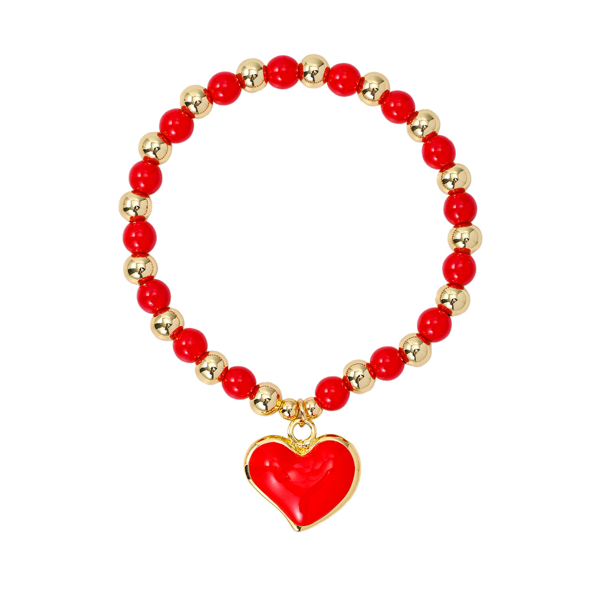 Heart Shape Pattern All Seasons Season Wholesale Jewelry Vacation Classic Style Heart Shape Copper Bracelets Necklace Beaded Chain