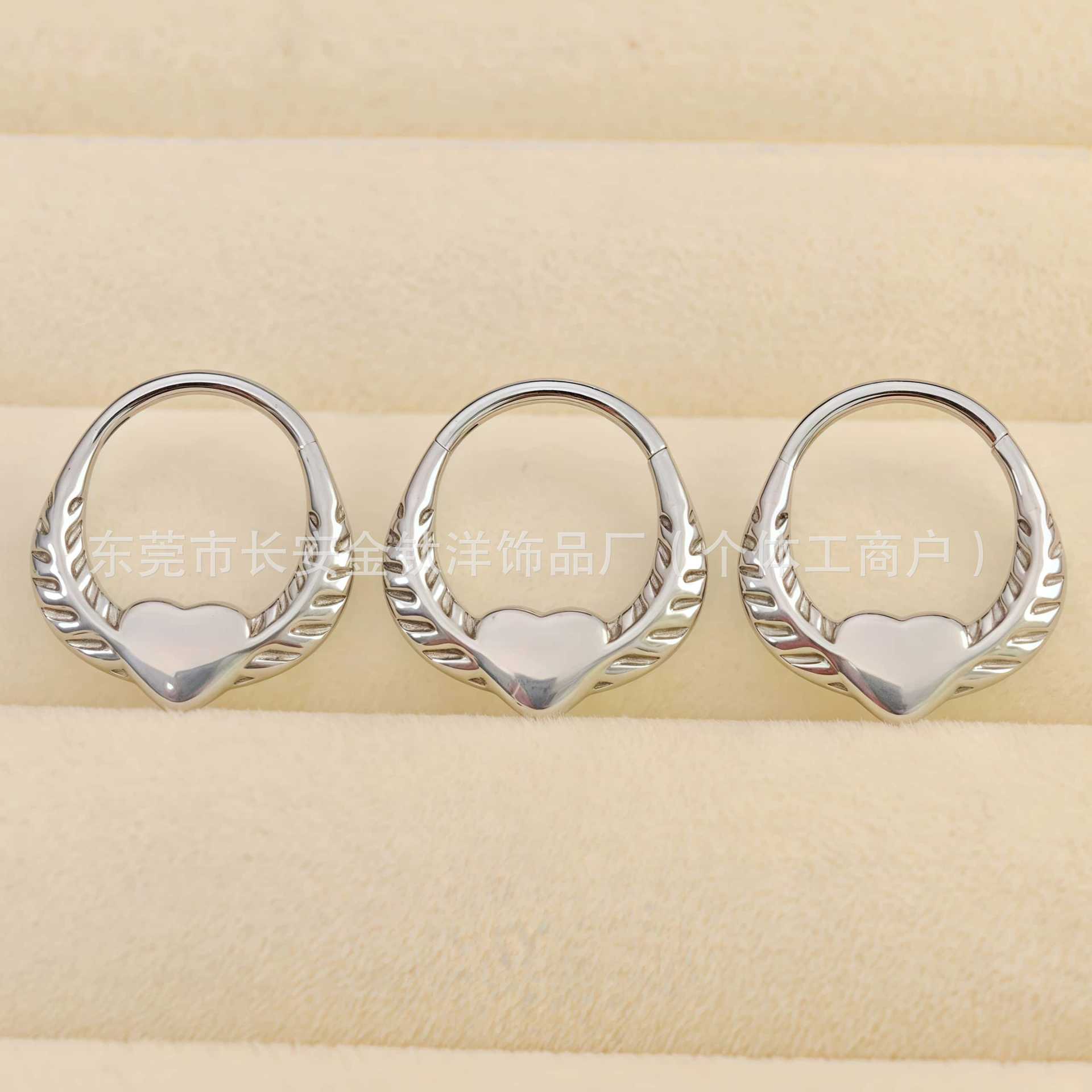 F136 Titanium Heart Wings Pinless Hoop Earrings Nose Ring Seamless Ring G23 Titanium Piercing Jewelry detail image 7