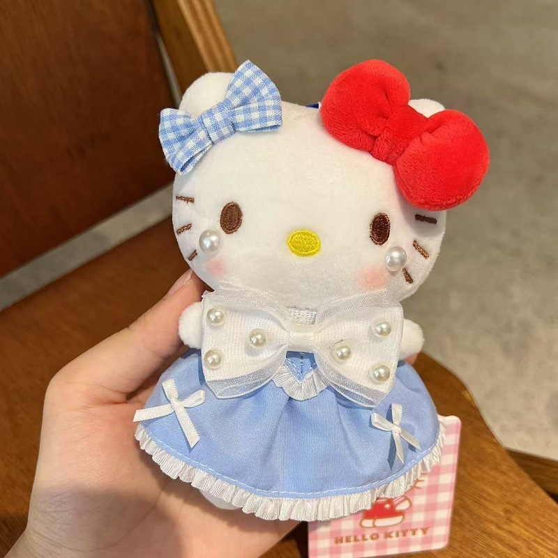 网红爆款正版HelloKitty钥匙扣diy戴珍珠耳环的少女套装kt包挂件|undefined
