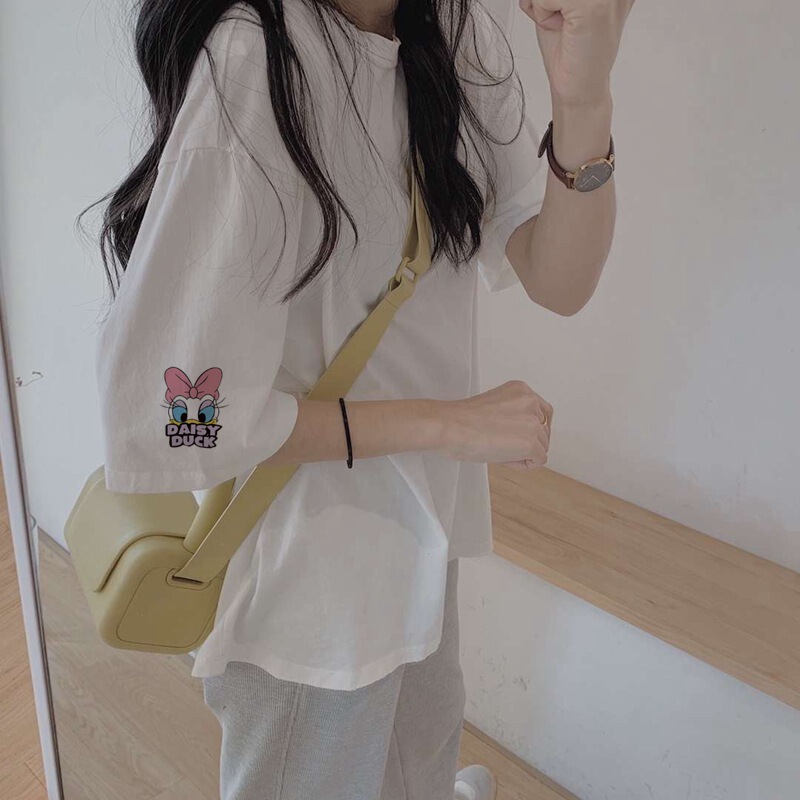 White Pure Cotton Short-Sleeve T-Shirt for Women, Summer 2025 New Versatile Outerwear Top, Mid-Length Half-Sleeve Base Shirt
