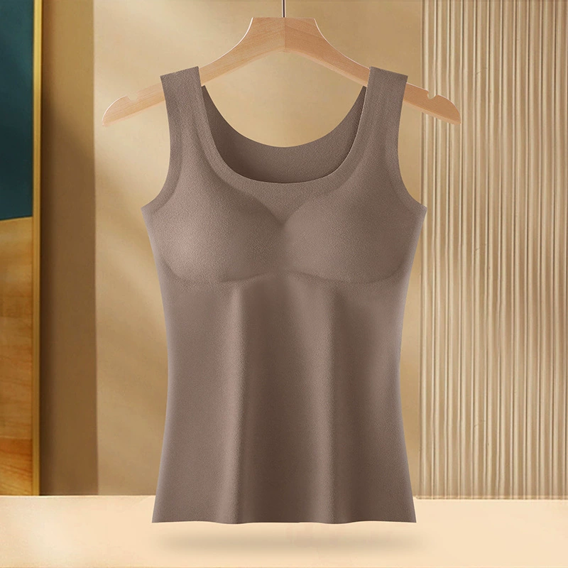 Demi-season keep warm tank top, top with cups, underwear, slim fit