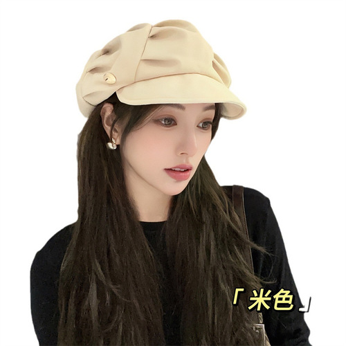 Yunduo Octagonal Hat Beret 2024 New Versatile Painter Hat Big Head Waist Beret Shows Small Face in Autumn and Summer
