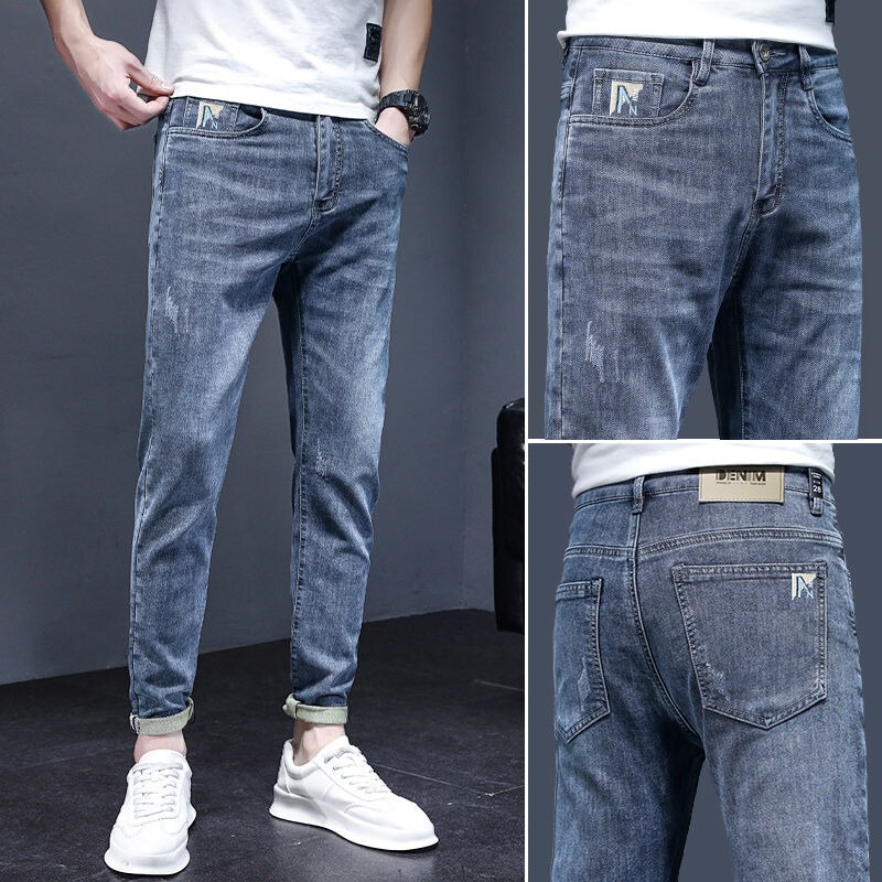 Summer Thin Stretch Jeans for Men, Trendy Brand Slim Straight Long Pants, Men's Handsome Tapered Casual Pants Summer Thin Stretch Jeans for Men, Trendy Brand Slim Straight Long Pants, Men's Handsome Tapered Casual Pants