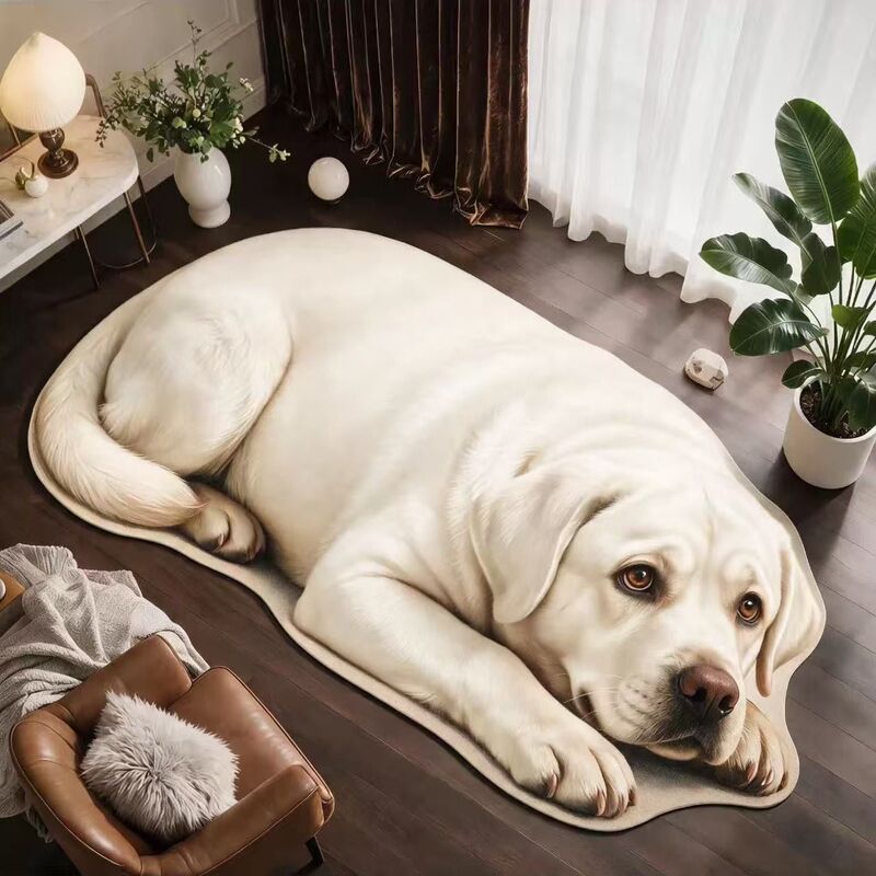 Cute 3D simulated Labrador diatomite floor mat, personalized water-absorbent, non-slip, wear-resistant foot mat for entryway and bathroom