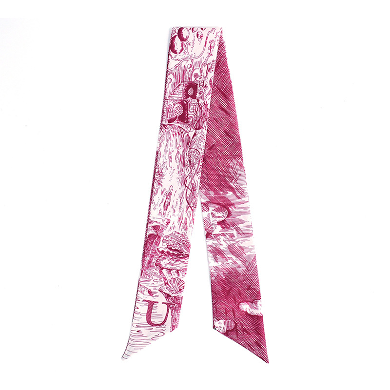 Primavera y verano de moda casual bolsa de decoración bufandas flores de seda de alta calidad 24 letras largas tiras multipropósito
