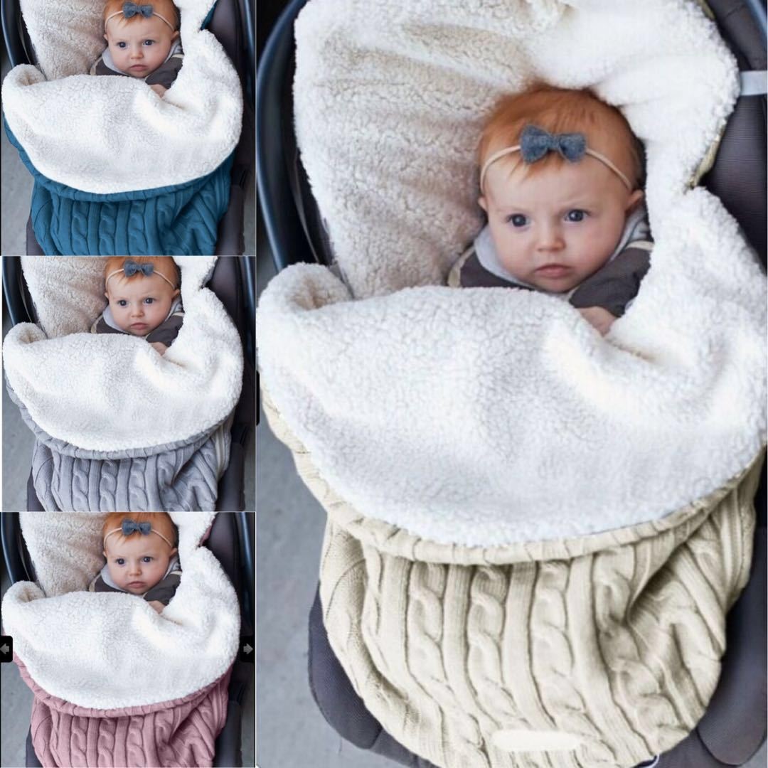 Europe and the United States spot baby sleeping bag baby thick plus velvet knitted warm wool trolley zipper sleeping bag kick quilt