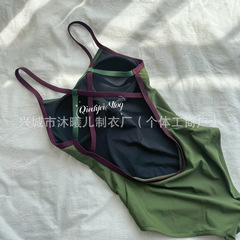 《苔藓绿》女款竞速游泳馆专用2025夏季新款高级感修身连体泳装