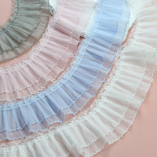 洛丽塔双层褶皱花边裙摆娃衣DIY辅料粉色花边