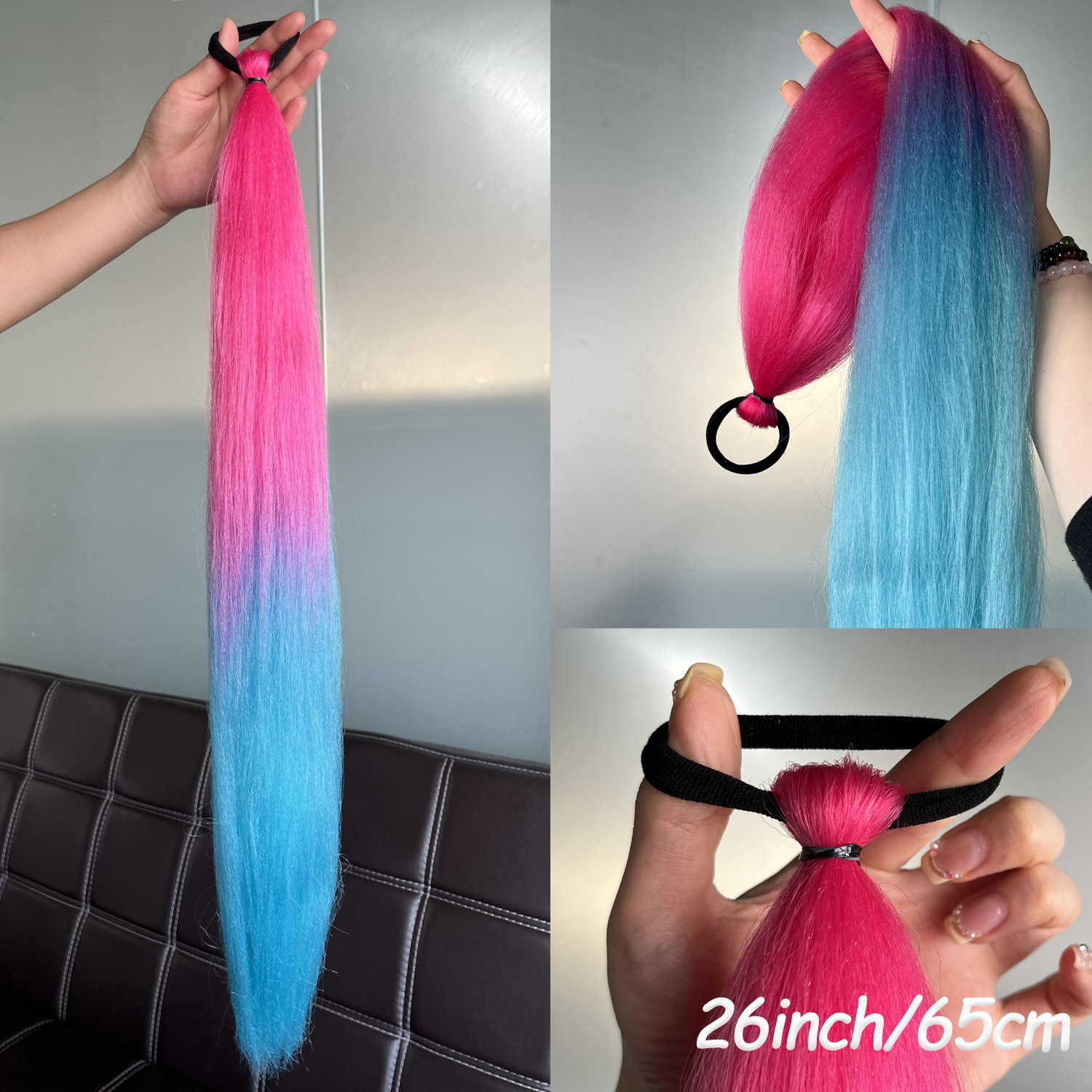 1 paquete de niños niñas pelucas de cola de caballo elásticas de boxeo trenzas de cuerda elástica de color trenzas de caballo extensiones de pelo