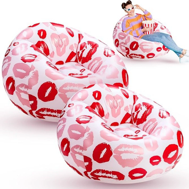 Надувной диван из ПВХ, красный блеск для губ, портативное сиденье для дивана для бассейна, кемпинга, балкона, гостиной, спальни