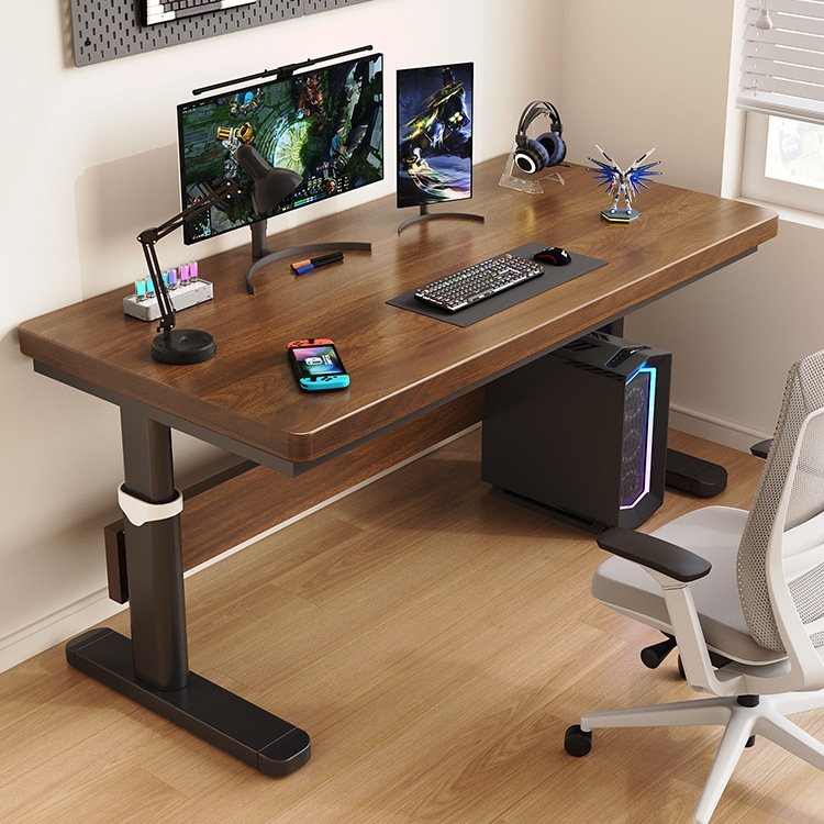 Lift Computer Table Solid Wood Desktop Table Bedroom Home Liftable Simple Double Office Study Table E-Sports Table