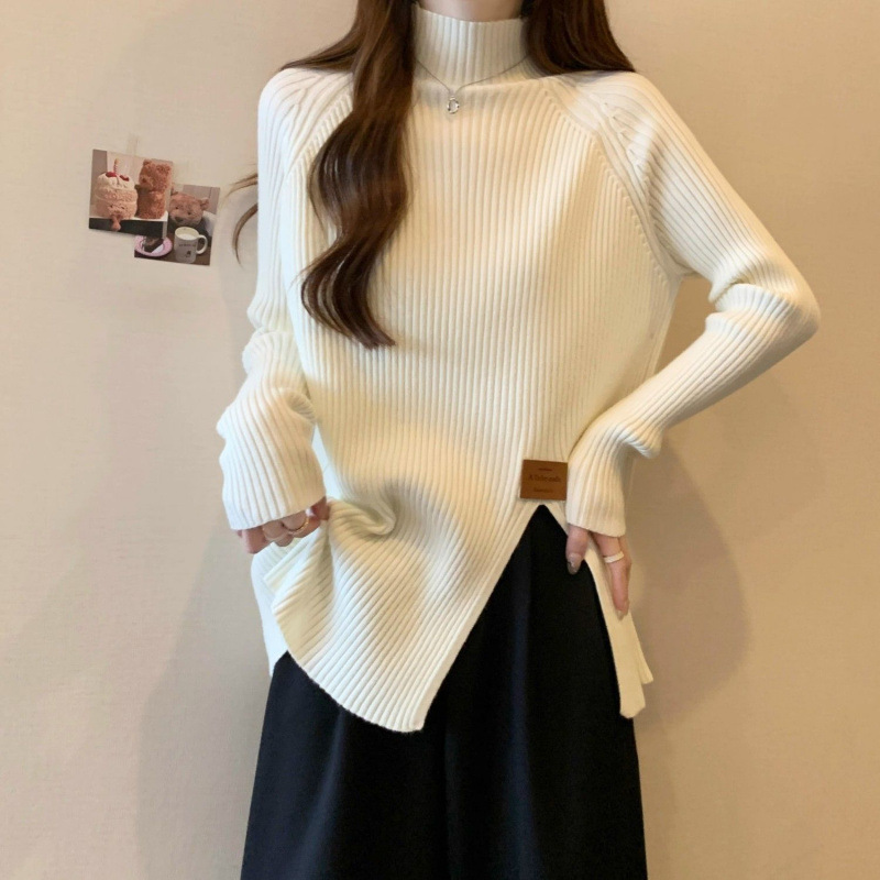 Solid color demi-season base body-friendly knitted sweater
