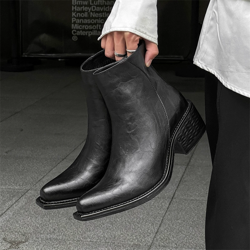 Ботинки (Martens) в английском стиле с острым мыском и платформой, челси, кожа, размеры 38–46