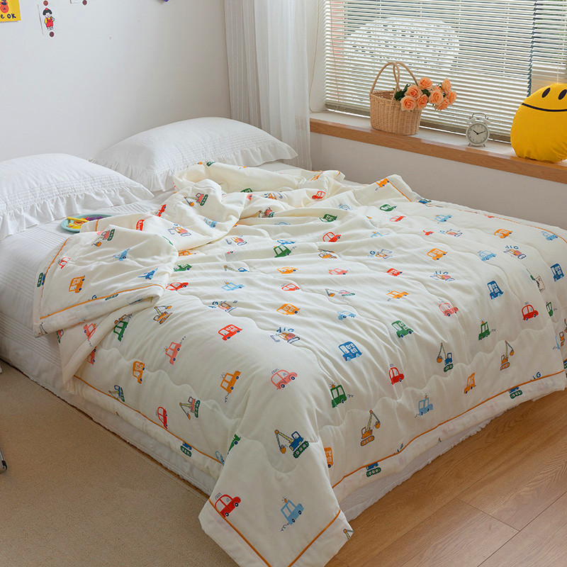 2021高端超柔A类纯棉双层纱夏被大豆纤维夏凉被斜纹绗缝空调被