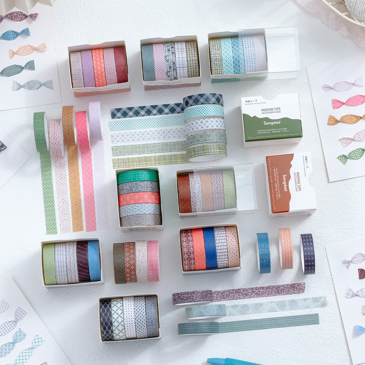 SDRT260730 Miscellaneous Notes: Retro Polka Dot Journaling Tape Gift Set, DIY Collage Materials Wholesale