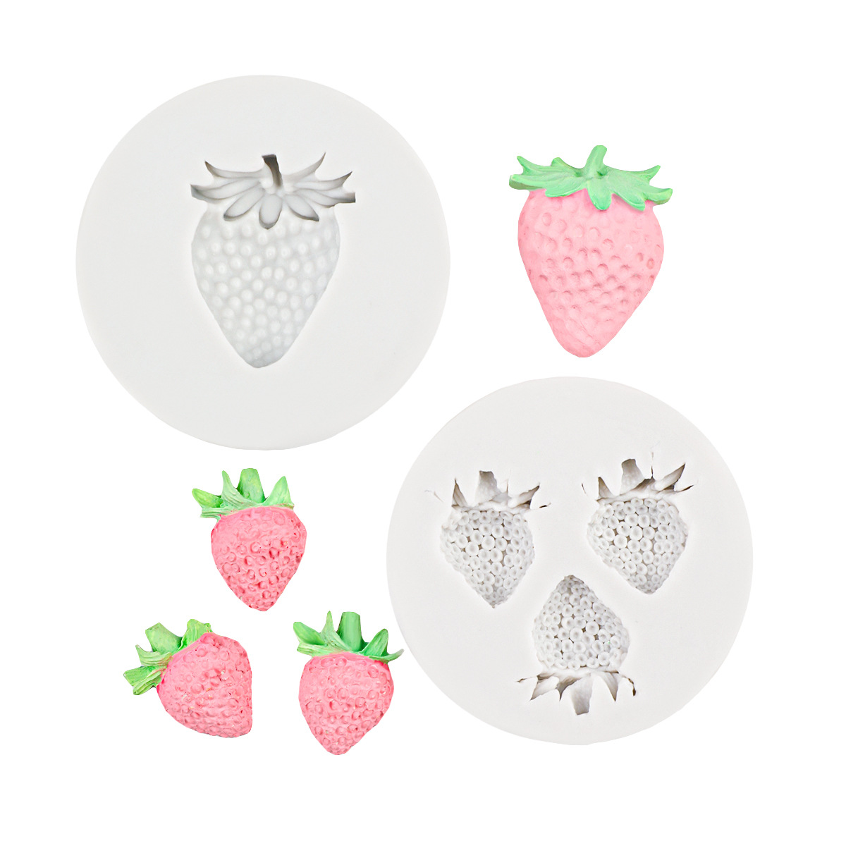 Tamaño molde de vela de fresa hoja de bricolaje yeso difusor fresa pastel de chocolate molde de silicona decorativo fondant