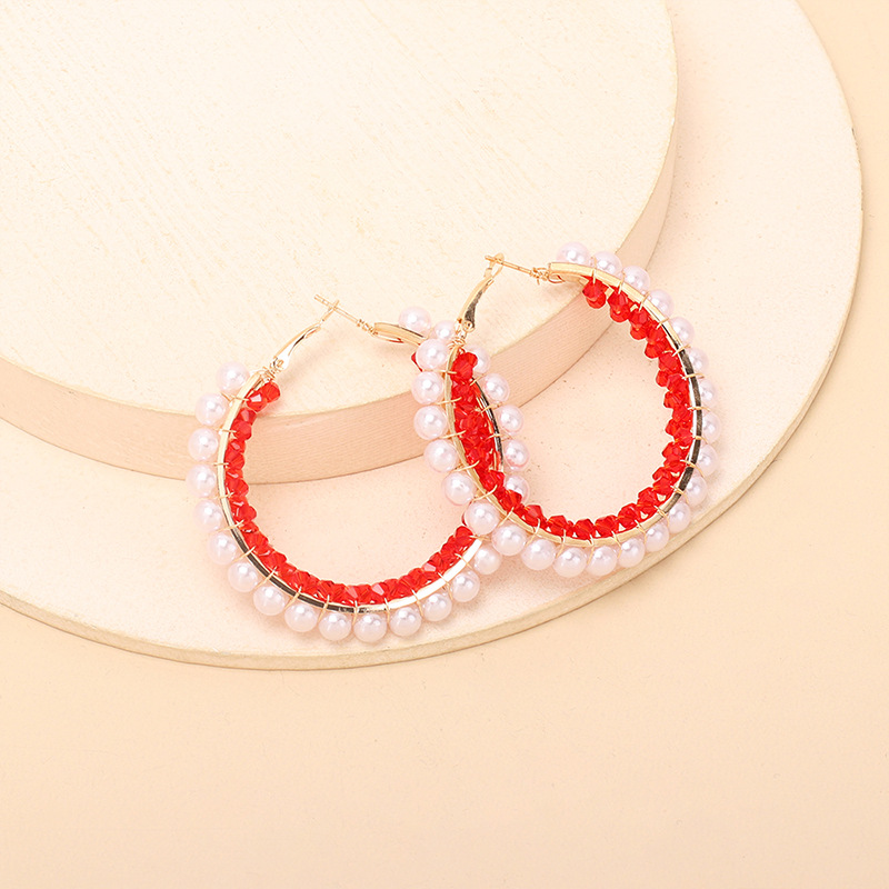 Wedding, Travel Occasion Ethnic Style Geometric Big Circle Pearl Crystal Earrings
