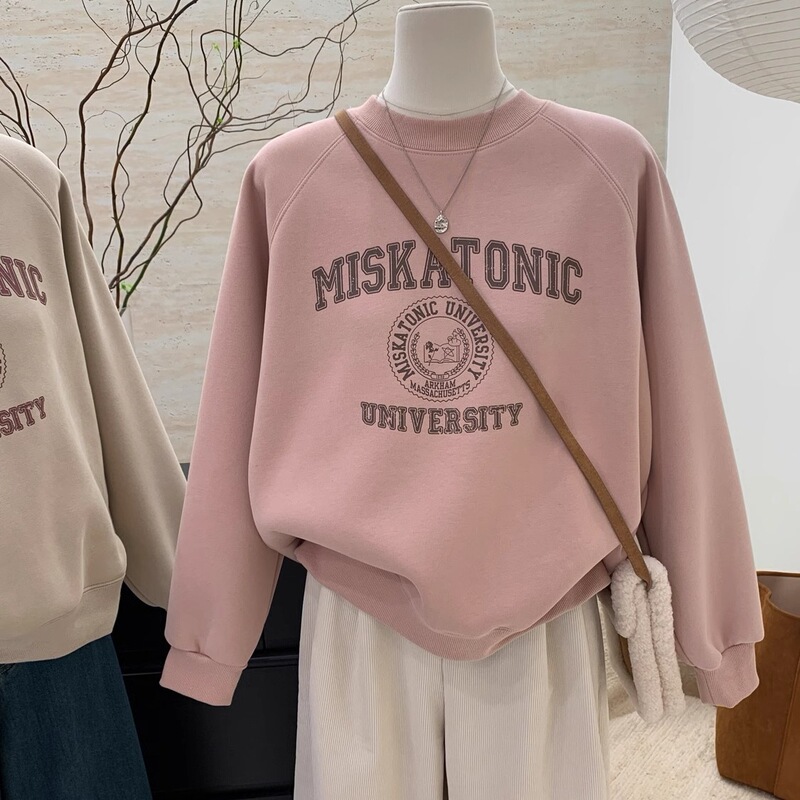 American Round Neck Sweatshirt for Women Spring & Fall 2025 New Autumn and Winter Inner Wear Super Nice Long-Sleeved Top