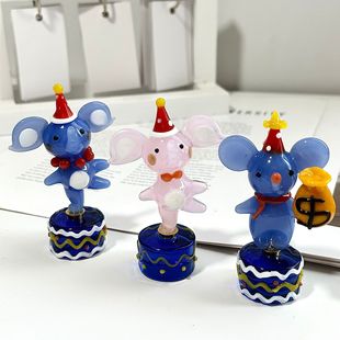 Handmade Glass Rotating Base, Cute Little Animal Series, Creative Desktop Decorations, Birthday Gifts Exclusive