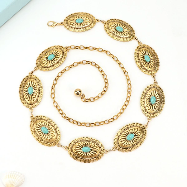 【ZS--022】【ZS--022】Turquoise oval daisy--Golden